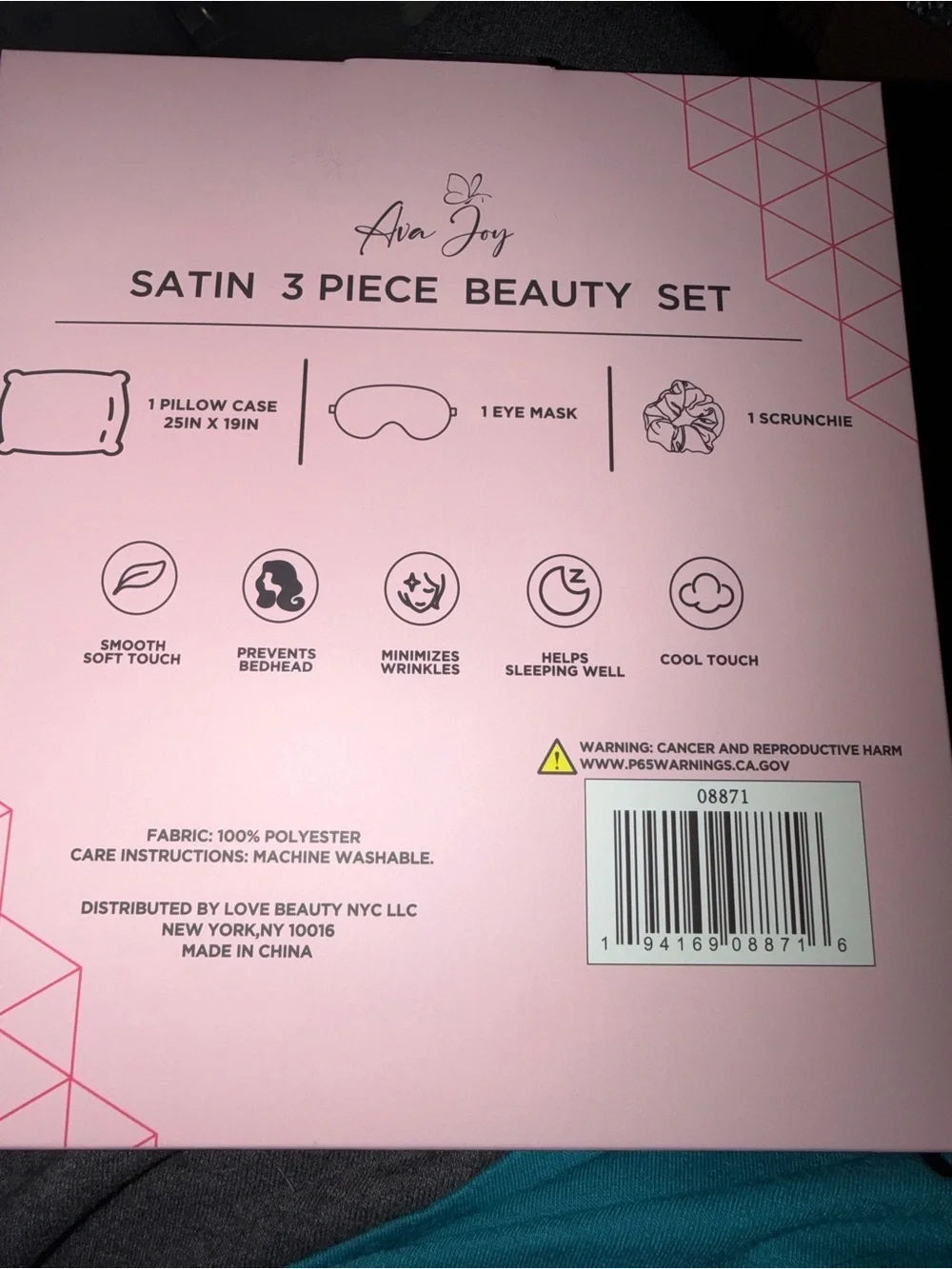 Satin 3-Piece Beauty Set - Pink